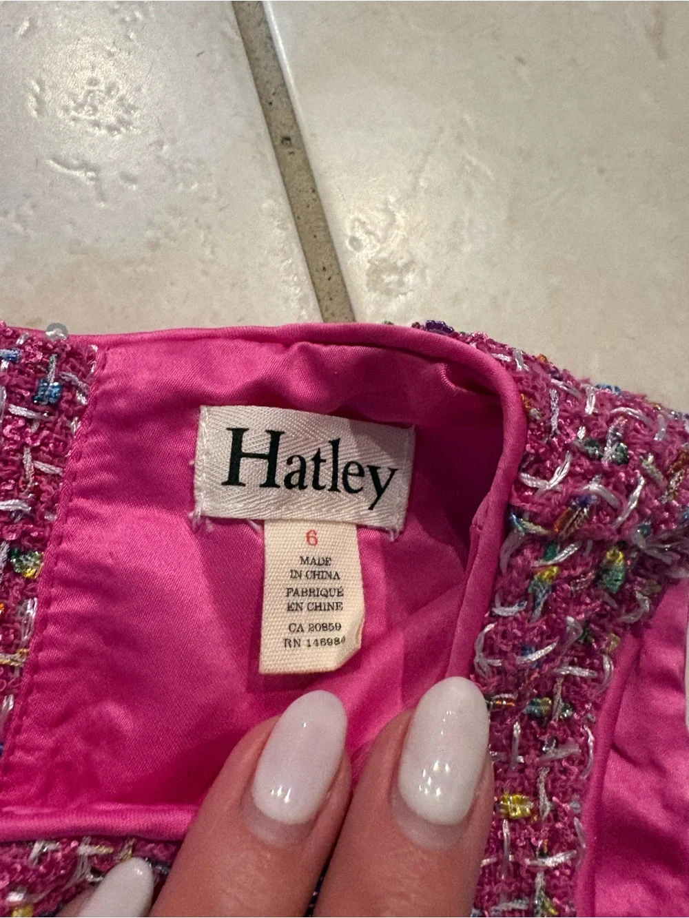 Pink Tweed Shift Dress for Girls - Brand: Hatley